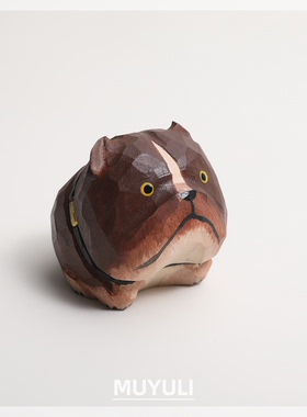 手工木雕丨可爱法斗小狗桌面摆件车内装饰品送女生生日礼物闺蜜