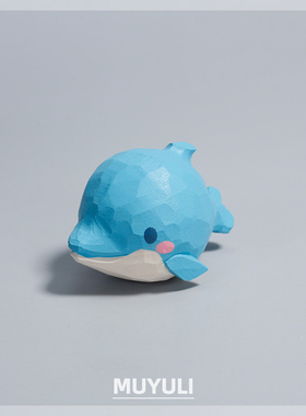 手工木雕海豚丨电脑桌面摆件女生可爱送男友海洋系装饰圣诞节礼物