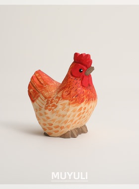 手工木雕公鸡丨生肖办公桌工位摆件稳定情绪桌面装饰摆件礼物创意