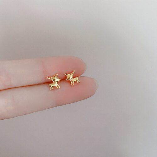 奥特莱斯折扣官网撤柜清仓捡漏18K金小鹿耳钉outlets女配饰