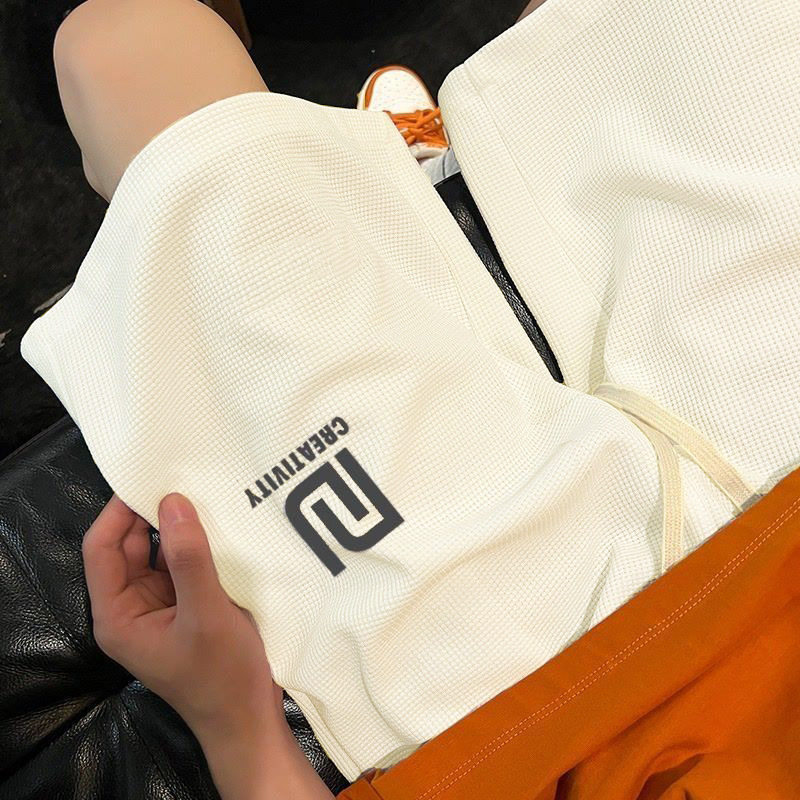 加肥加大码华夫格短裤男夏季宽松潮流百搭五分沙滩裤休闲运动短裤