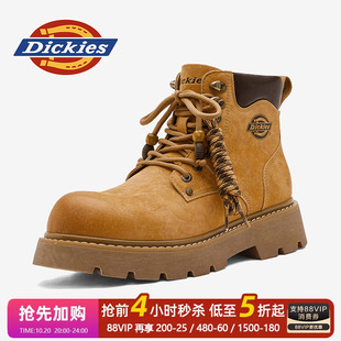 Dickies马丁靴男款2026新款男鞋秋季加绒靴子男靴男士中帮工装靴