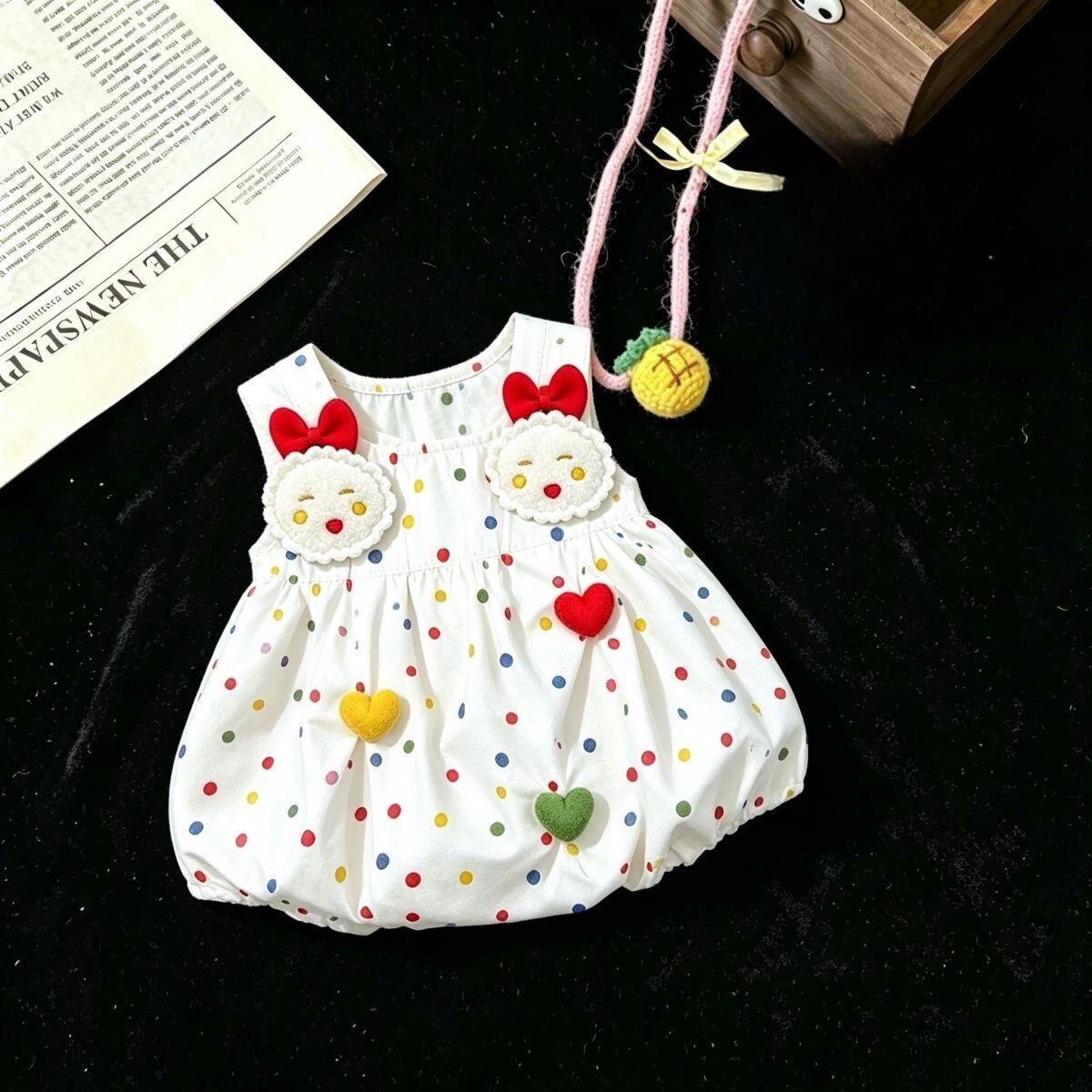 彩色波点连衣裙宠物衣服猫咪小型犬小体狗狗夏季吊带裙子马尔济斯