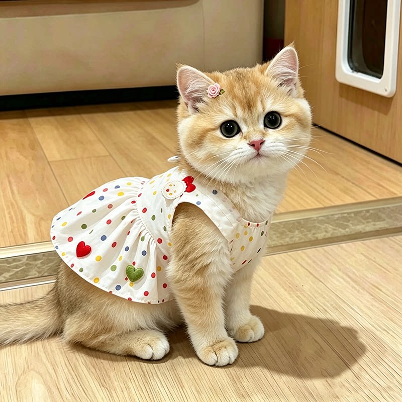 彩色波点连衣裙宠物衣服猫咪小型犬小体狗狗夏季吊带裙子马尔济斯