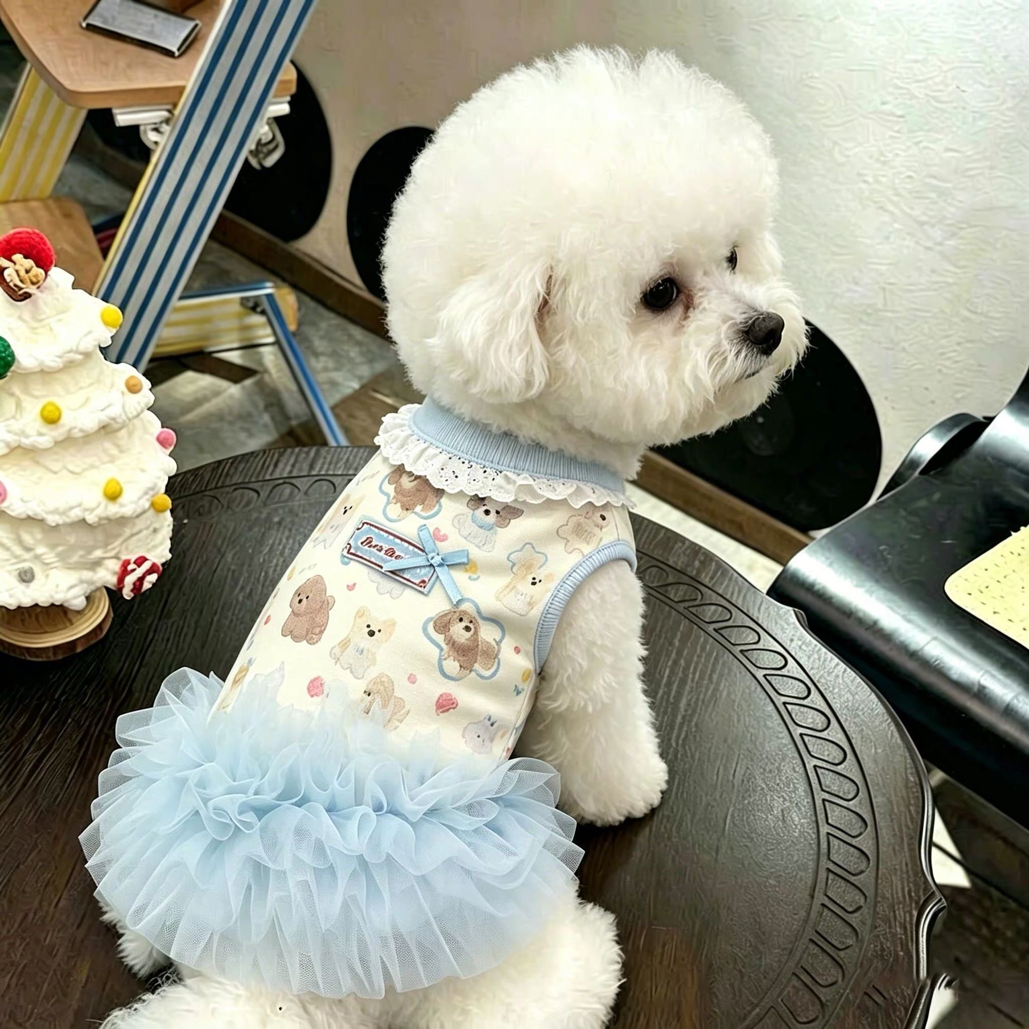 宠物狗狗衣服可爱卡通印花蓬蓬裙春夏季猫咪芭蕾纱裙公主风连身裙