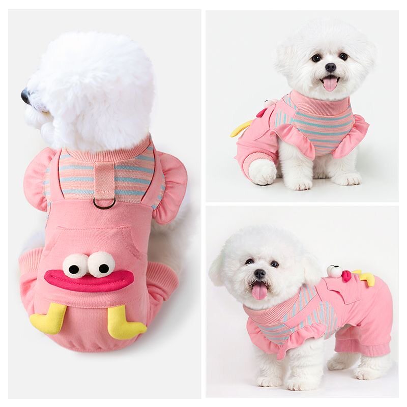 狗狗衣服秋冬款可牵引四脚衣宠物泰迪比熊保暖防掉毛小型犬打底衫