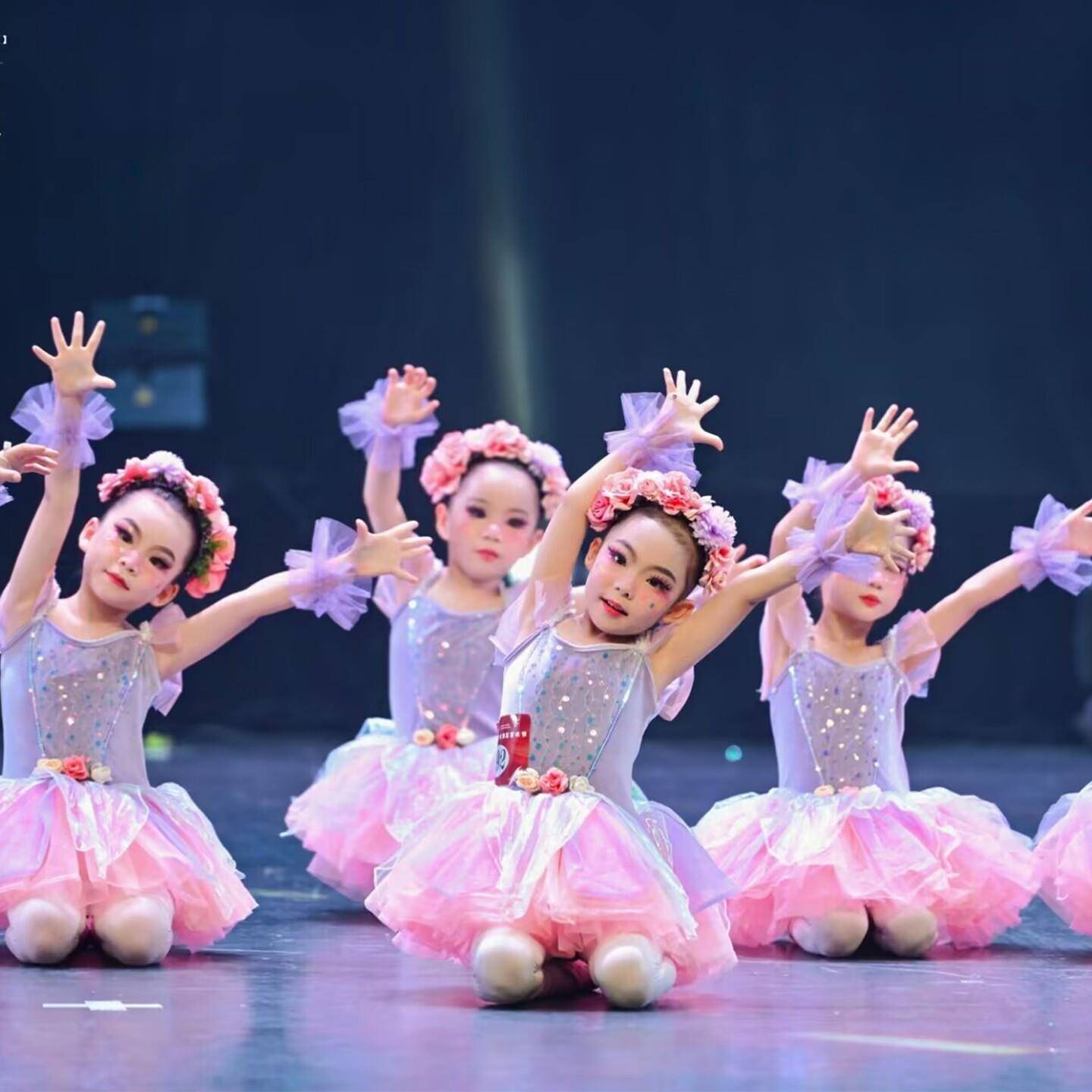 小水花儿童舞蹈演出服蓬蓬纱裙公主裙幼儿园舞蹈表演服可爱芭蕾舞