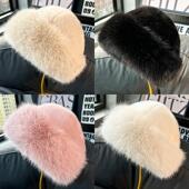 毛绒蒙古帽子女秋冬防寒白色保暖东北盆帽护耳帽狐狸毛渔夫帽毛毛