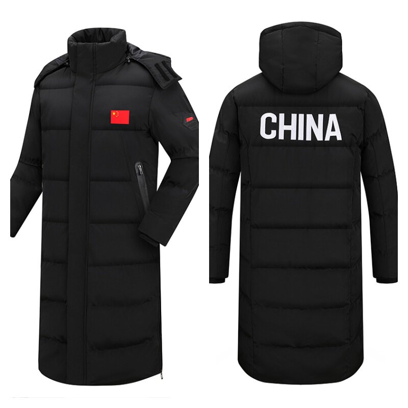 中国队冬季棉服过膝长款棉大衣