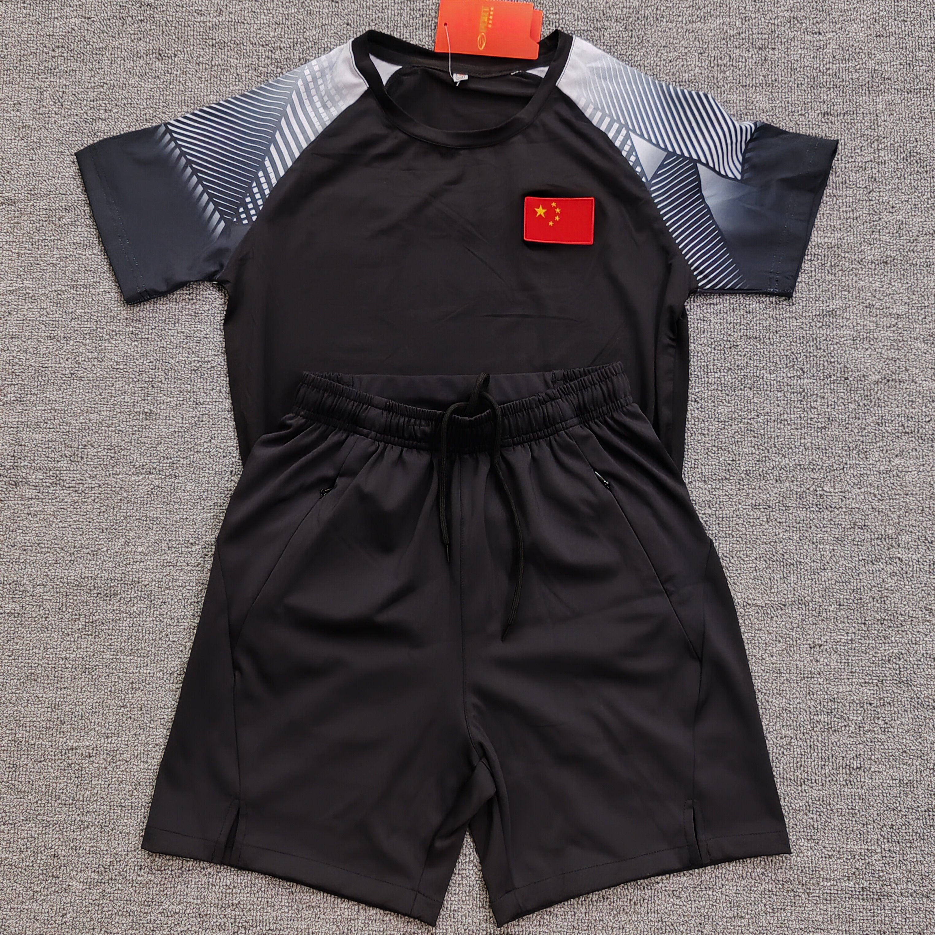 中国队夏季速干套装男女短袖T恤五分裤体校体育生田径跑步训练服