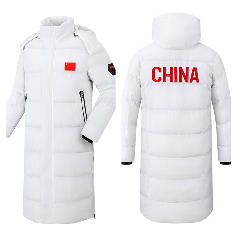 中国队冬季棉服过膝长款棉大衣