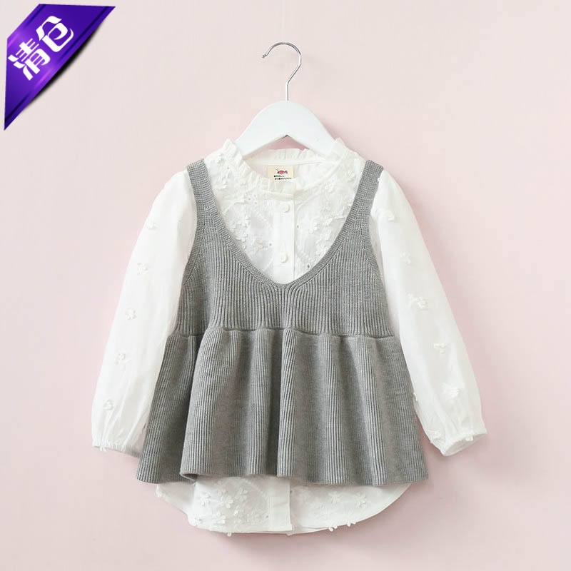 吊带衫糖果色毛线马甲针织童装