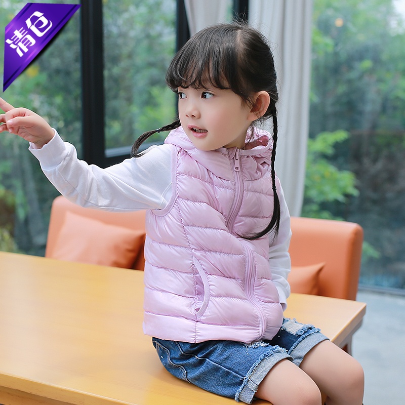 秋冬轻薄连帽男童保暖羽绒马甲
