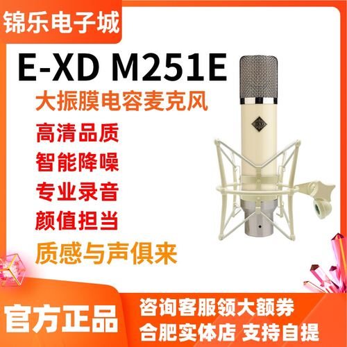 Exd m251e大振膜电容麦克风网红K歌直播录音手机电脑声卡话筒套装