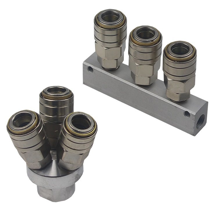 三通自锁快速接头 气泵三叉快速接头 公母快插直排空压机两通配件