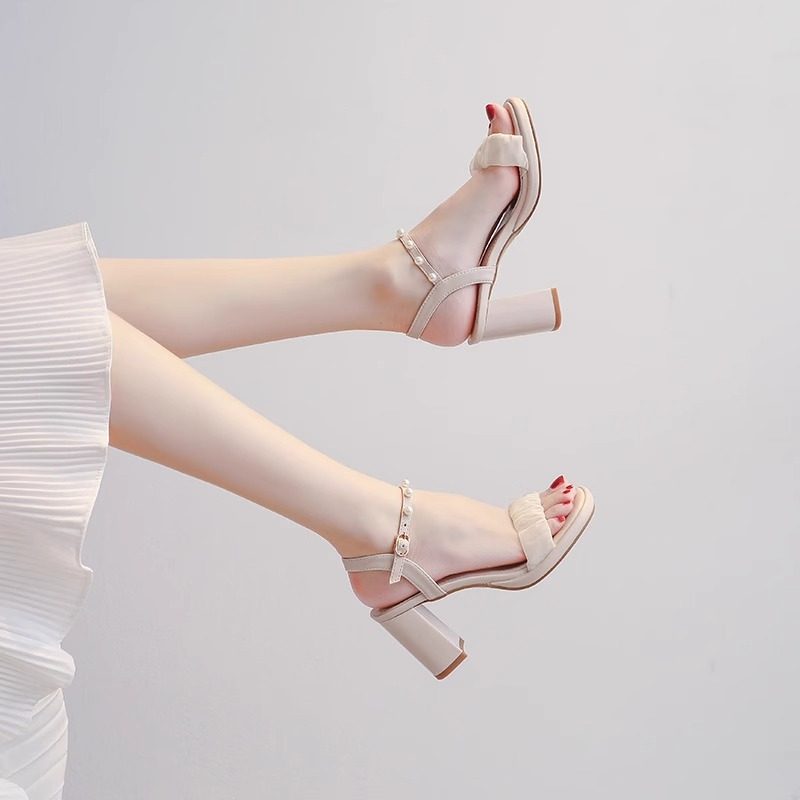 绝美高跟凉鞋女夏季2025新款防水台小个子粗跟一字带配裙鞋子外穿,女鞋,一字带凉鞋,淘宝优惠券,粉丝福利购,淘宝优惠卷