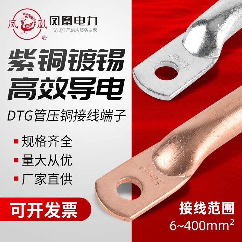 凤凰 管压式接线端子DTG/101625355095120线鼻子紫铜线 耳铜 酸洗