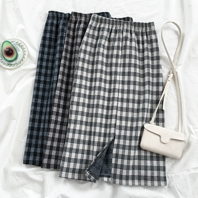 初秋复古格子半身裙2019秋装新款韩版高腰显瘦后开叉ins中长裙女在类目 女装/女士精品, 半身裙中 - 来自Buy2taobao.com提供专业的淘宝代购服务