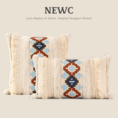 NEWC新宸优品 波西米亚复古抱枕套客厅沙发名宿米色簇绒花边靠垫