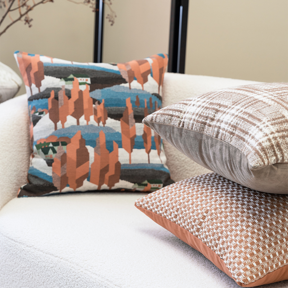 西洋古典风抱枕客厅沙发橘色几何创意靠垫复古怀旧靠包组合可拆洗