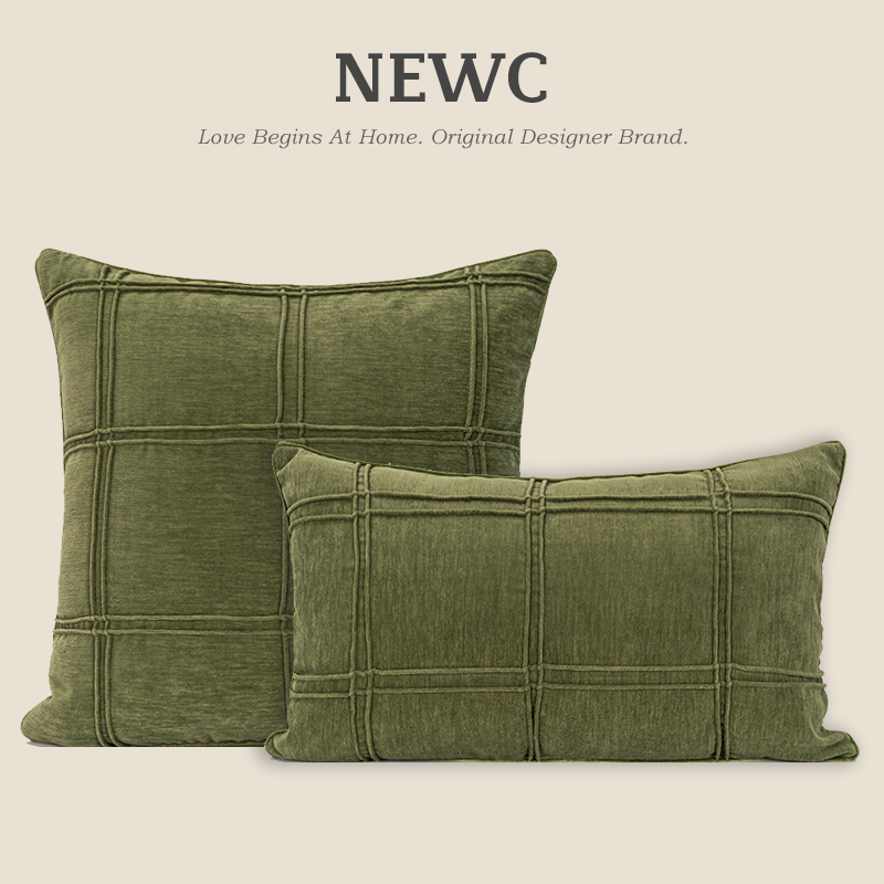 新宸优品抱枕客厅沙发田格绗缝