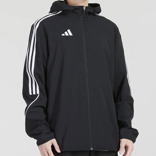 adidas Tiro 24 Logo条纹连帽夹克 男款 黑色HZ9066        003仓