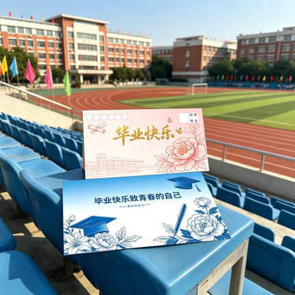 校园风毕业邮寄信封粉色蓝色款 毕业季手写祝福专用信封信纸