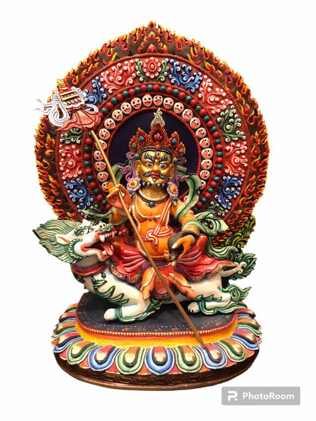 尼泊尔精品铜鎏金手工彩绘工艺 财宝天王像 高43㎝ 尼泊尔直邮