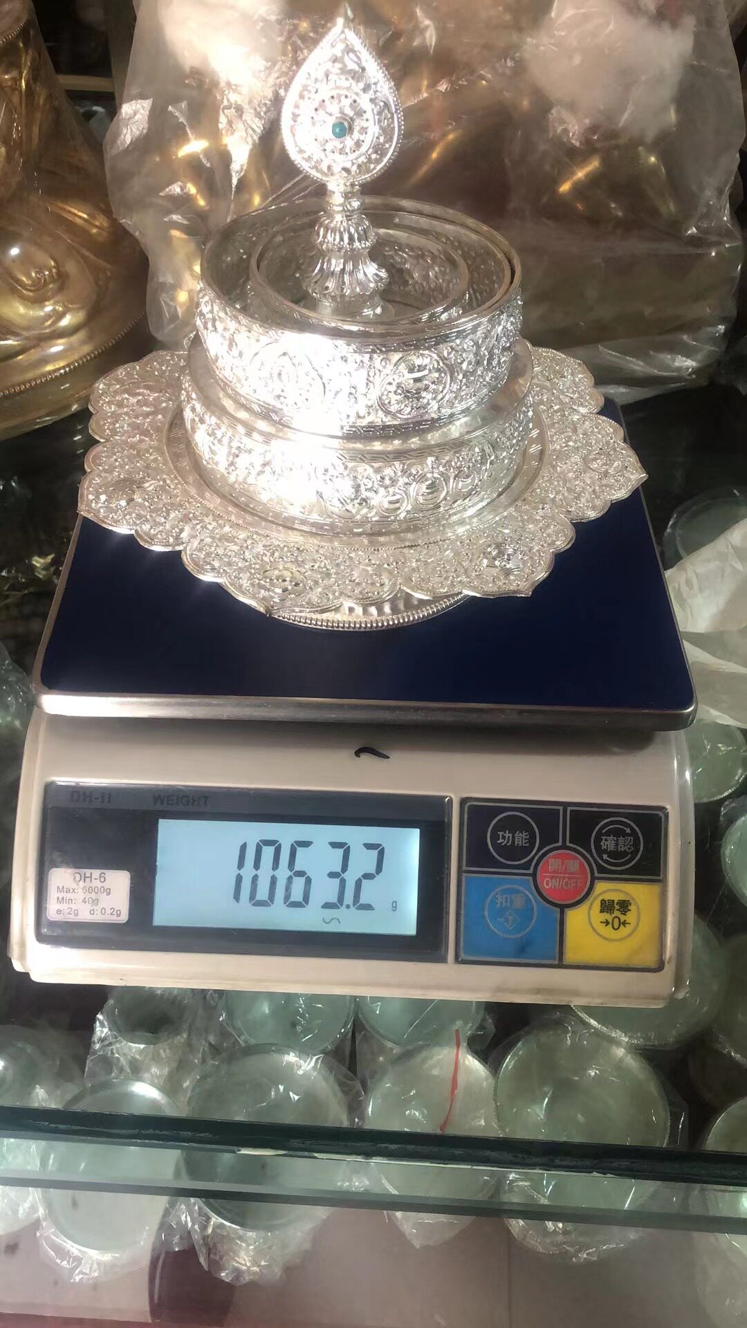 尼泊尔精品手工簪刻工艺制作 纯银曼扎盘 一套带托盘