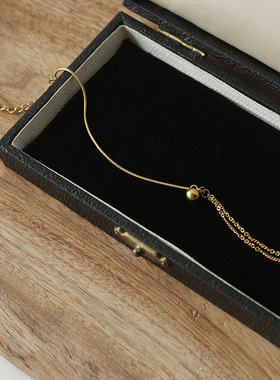 SL057 蛇骨拼接链条小球金属珠时尚手链百搭 钛钢镀18K金保色欧美