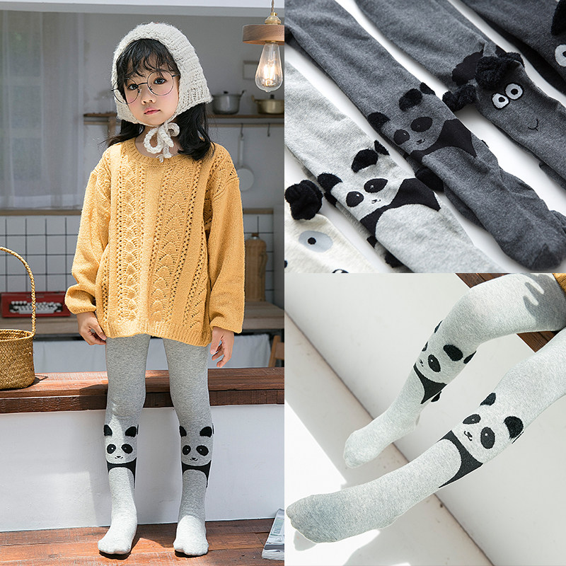 女童袜子打底裤春秋儿童连裤袜宝宝打底袜卡通可爱黑色裤袜春夏女