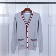 Mùa thu và mùa đông quần áo nam mới phong cách Pháp cá đỏ trắng và xanh V-cotton cotton đan áo len - Hàng dệt kim