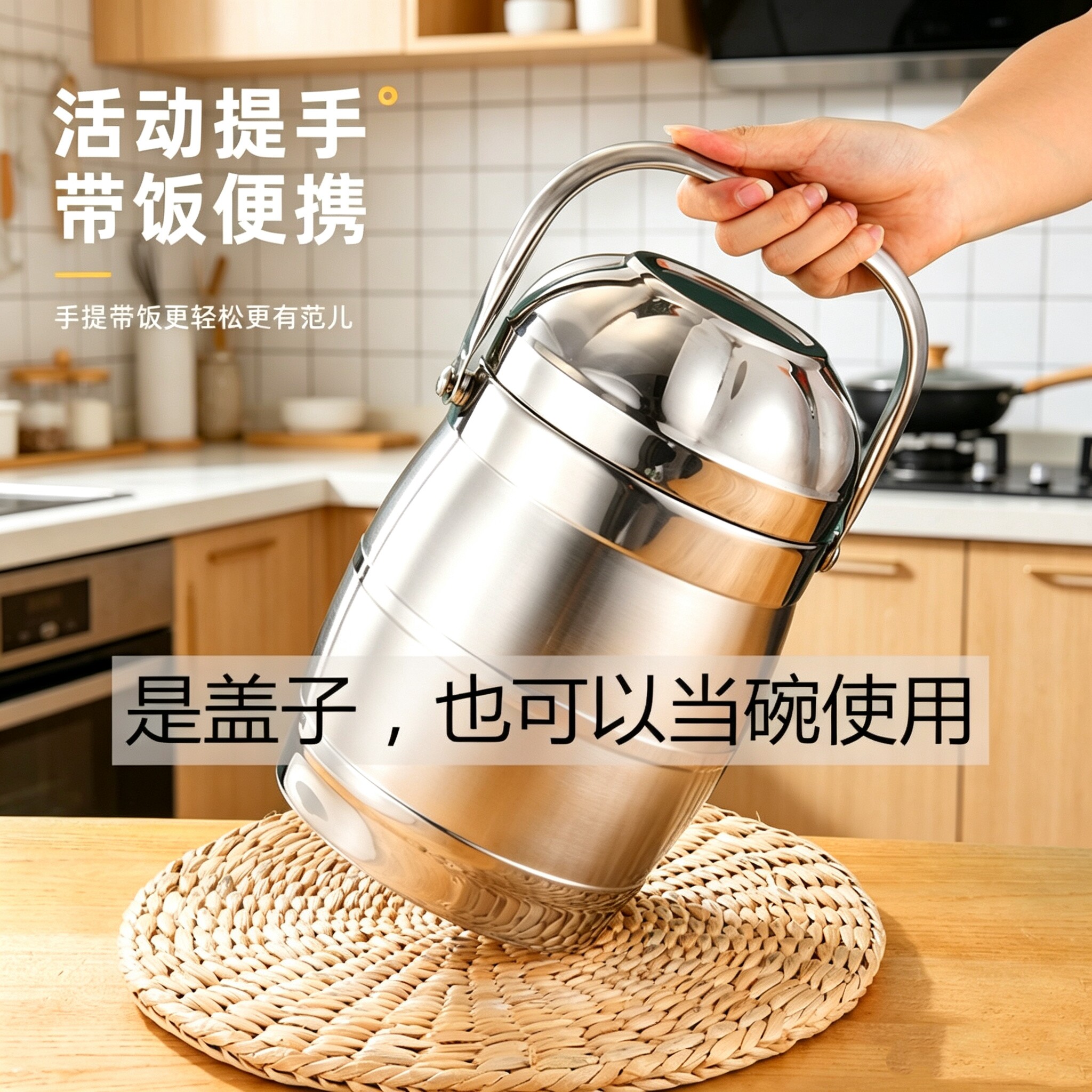 不锈钢提锅双层快餐桶新款保温饭桶保温饭盒上班族带饭打工人饭盒