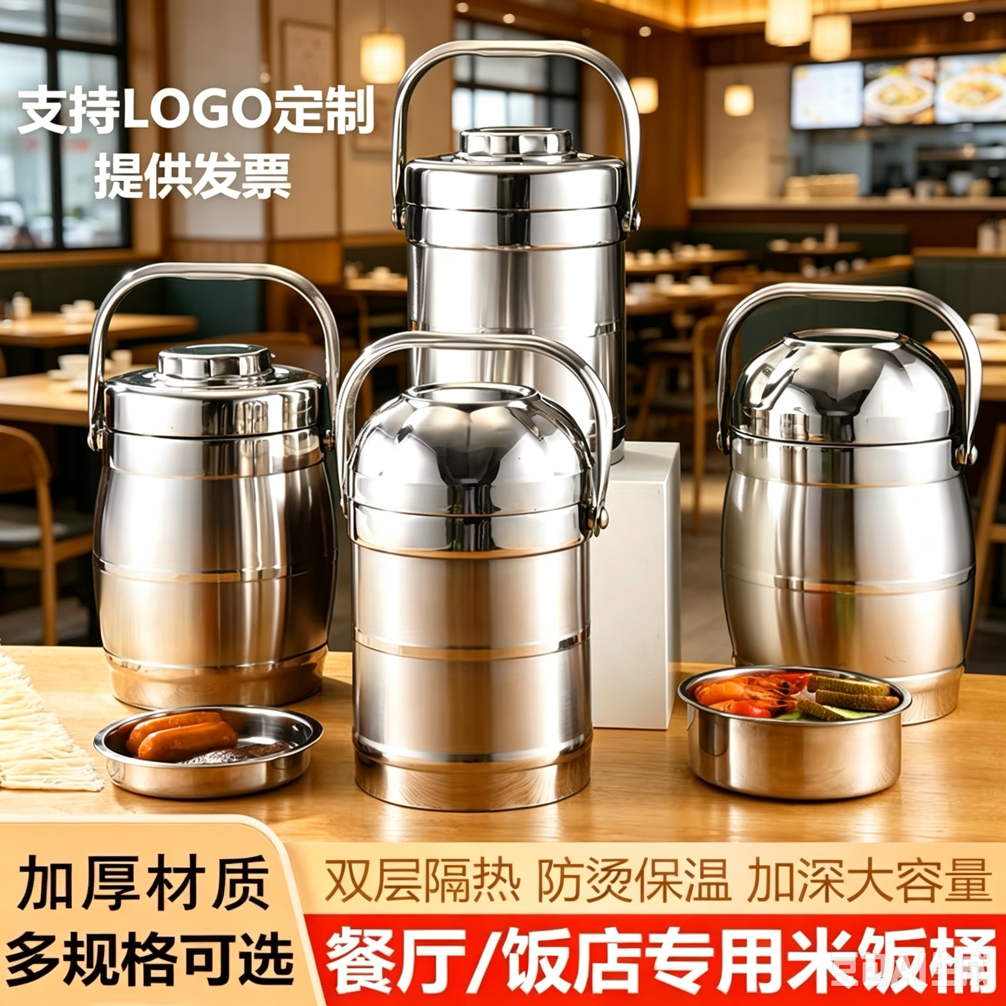 饭店专用米饭保温桶商用不锈钢饭桶小型大容量餐厅装饭保温桶手提