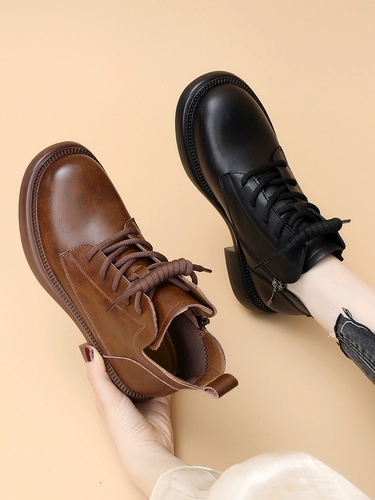 Martens, модные ботинки в английском стиле, универсальные короткие сапоги на плоской подошве, из натуральной кожи, коллекция 2025 года, в британском стиле, большой размер