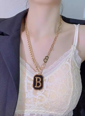 轻奢小众设计感字母B项链女