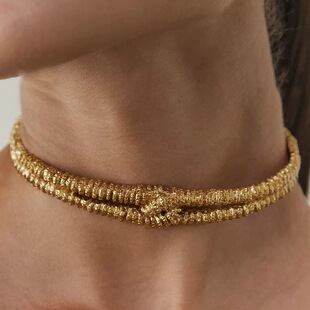 Sasa同款小众设计复古金属缠绕麻花纹理项圈女轻奢高级感时尚项链