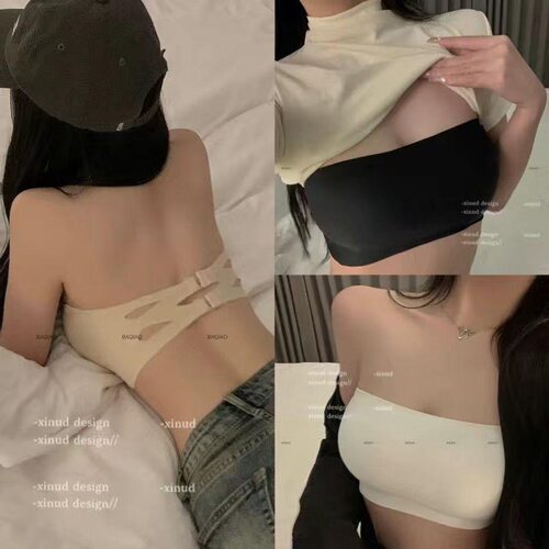 无肩带夏季女装大佬美背cd变装内衣隐形防滑伪娘ts抹胸男娘薄文胸