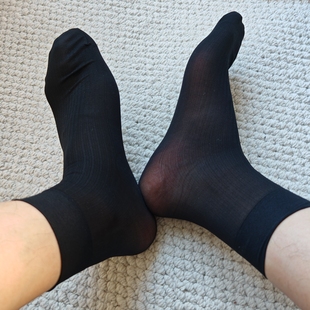 皮鞋 西装 休闲丝袜短筒竖条纹透气绅士性感藏青色黑色正装 男士