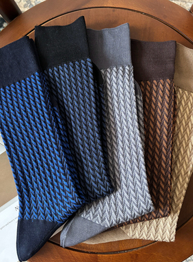 南南金出口日本男士绅士袜子丝光棉无骨缝头麦穗纹中筒袜子不臭