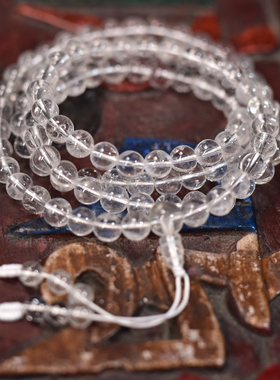 喜马拉雅白水晶内含冰裂雪花108佛珠念珠