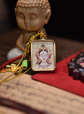 粗矿白度母手绘卡女士项链