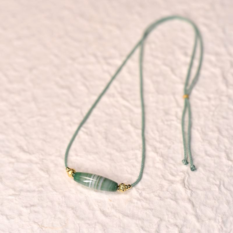 绿色缠丝玛瑙天珠女士极简风项链包邮到家