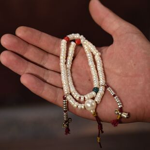 108淡水珍珠藏式珍珠佛珠念珠女士手持双圈手链包邮到家