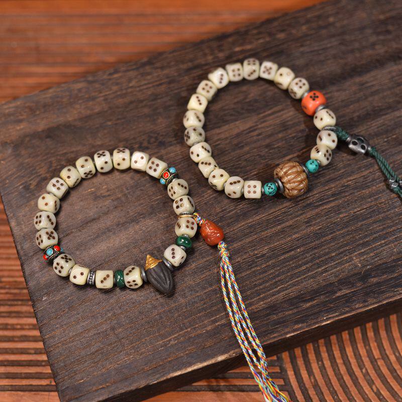 藏式牦牛骨雕刻骰子单圈男女同款包邮到家
