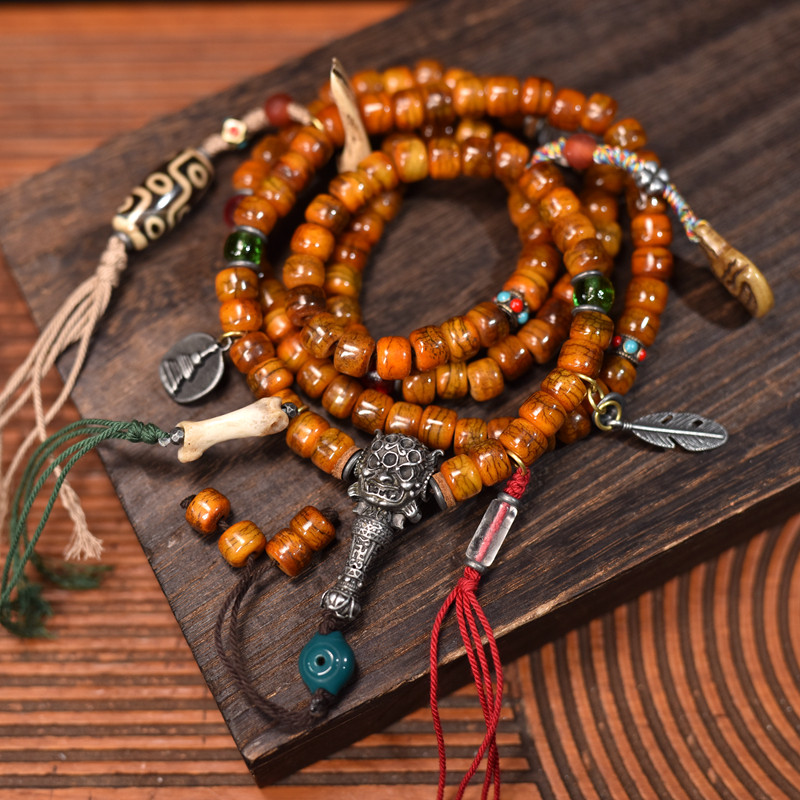 藏式民族风牛骨项链手链108佛珠念珠包邮到家