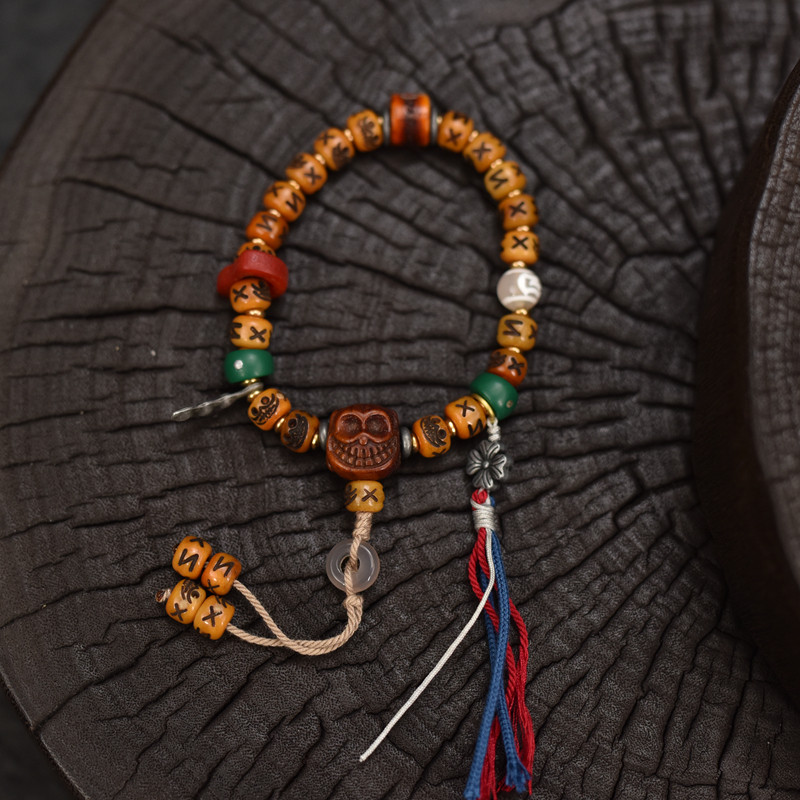 阿呆牛骨雕刻男女同款单圈手串98