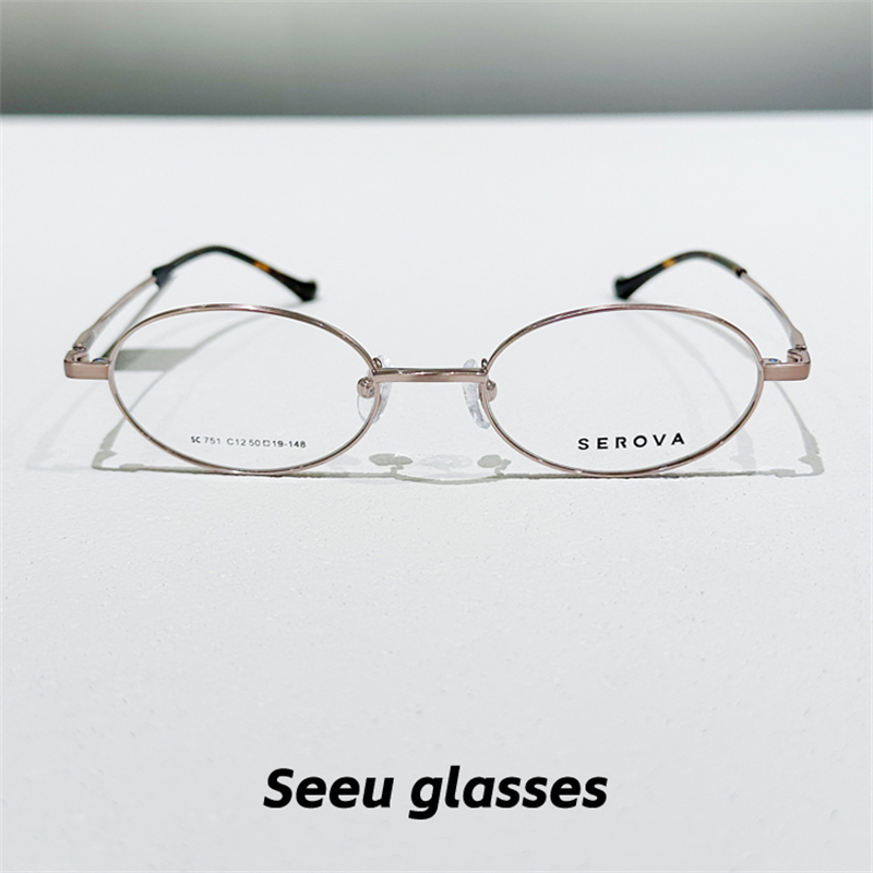 高级感超轻钛椭圆形书呆子眼镜女