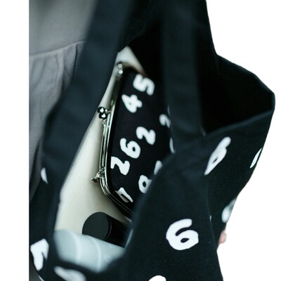 现货日系潮牌sousou数字休闲简约帆布手提包百搭单肩包水桶