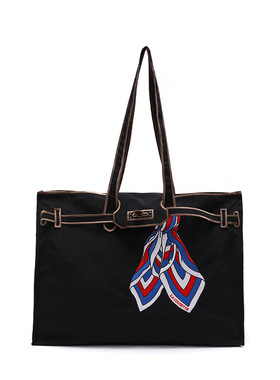 lacousette日本刺绣环保袋购物袋蝴蝶结丝带托特包手提尼龙单肩